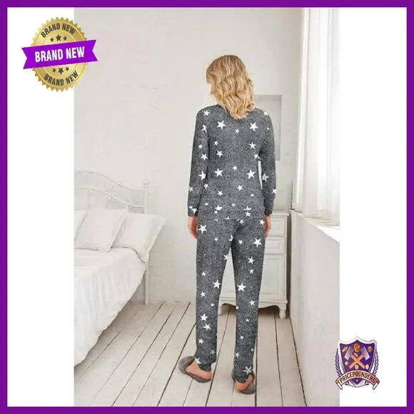 Women's Long Sleeve Pajama Set with Pockets, 2-Pack Polyester Blend